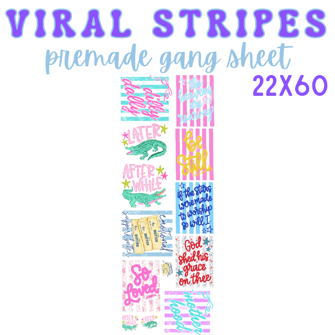 Viral Stripes Pre-Made DTF Gang Sheet 22x60