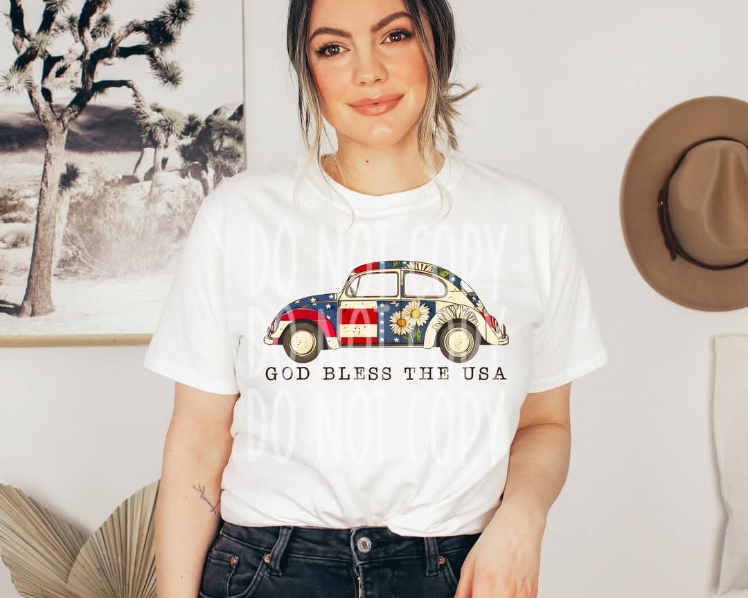 God Bless The USA #5037 - Ready to Press DTF Transfer Full Color - Pro Blanks