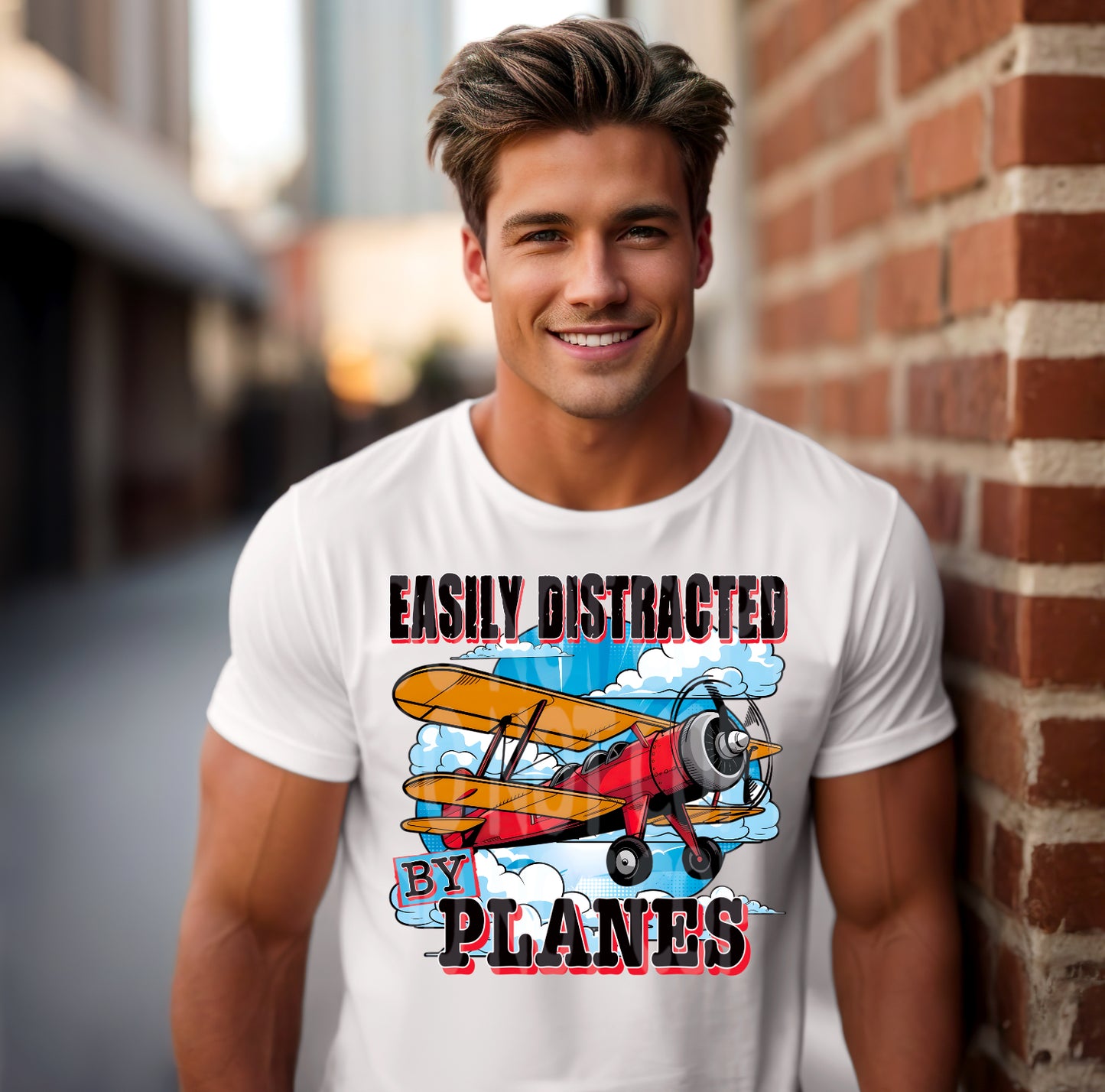 Easily Distracted By Planes #4997 - Ready to Press DTF Transfer Full Color - Pro Blanks