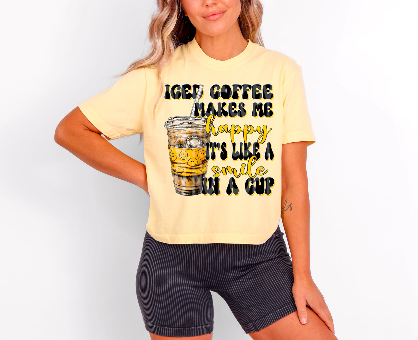 Iced Coffee Smile #4987 - Ready to Press DTF Transfer Full Color - Pro Blanks