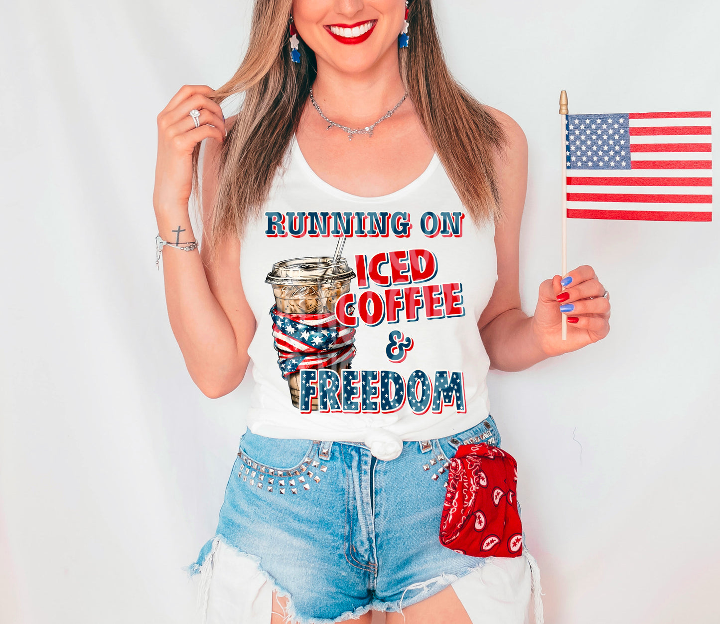 Iced Coffee Freedom #4986 - Ready to Press DTF Transfer Full Color - Pro Blanks