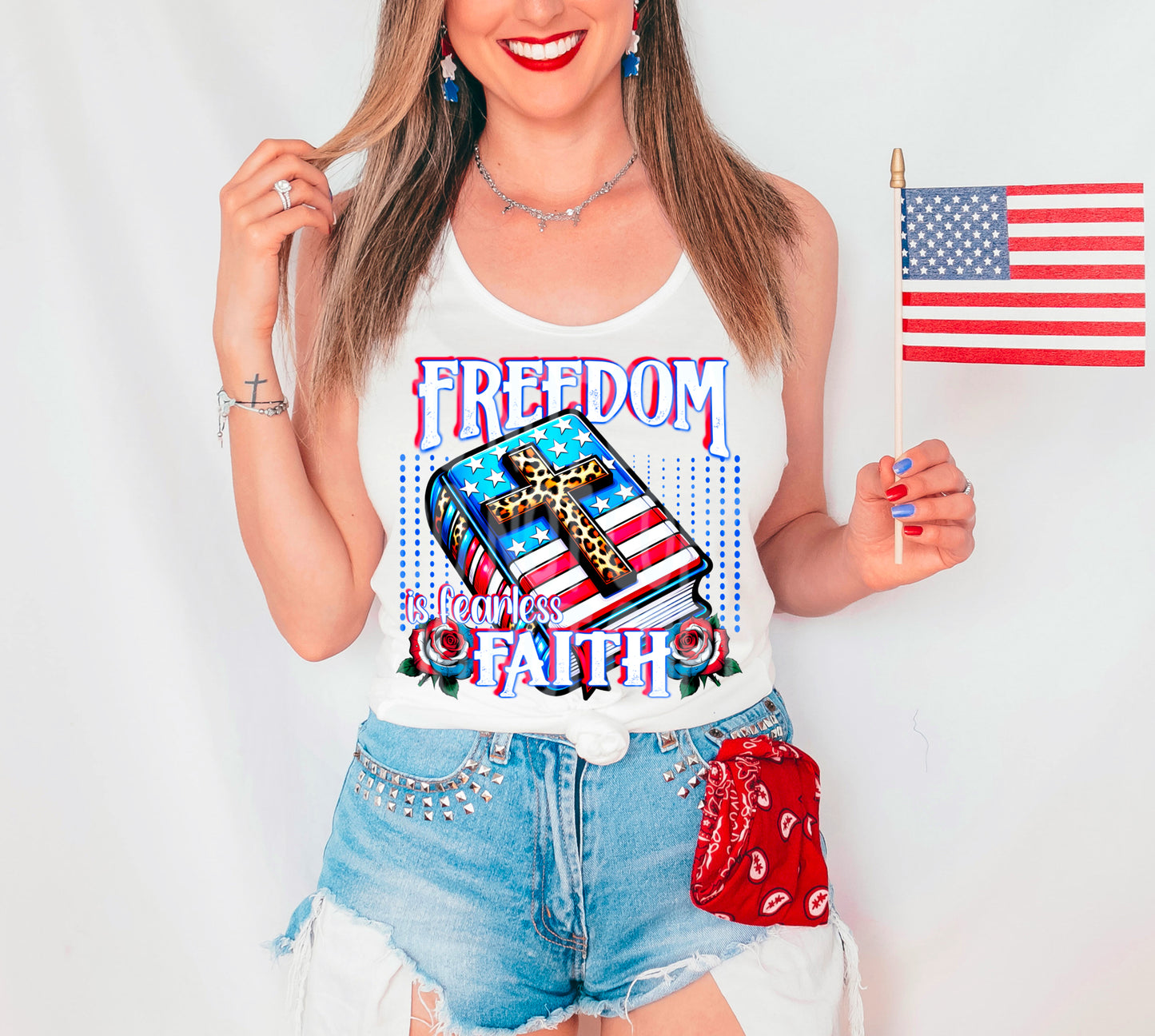 Freedom Is Fearless Faith #5058 - Ready to Press DTF Transfer Full Color - Pro Blanks