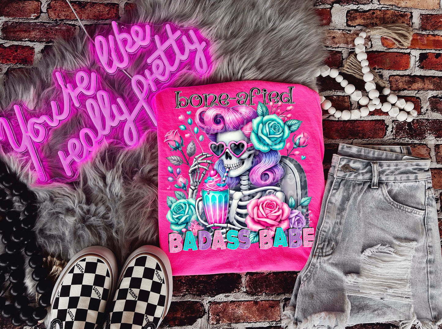 Bone-afied Badass Babe #5453 - Ready to Press DTF Transfer Full Color