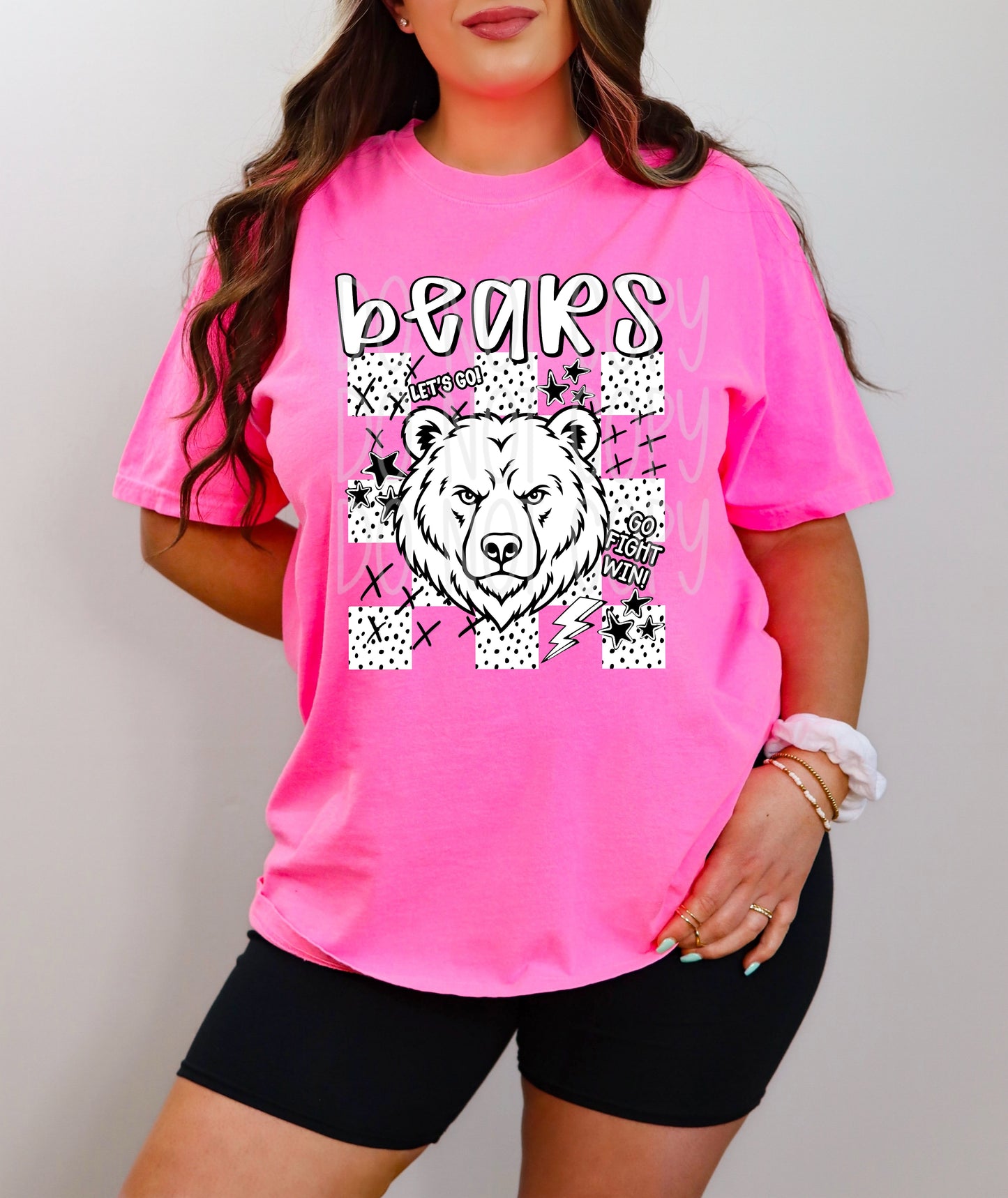 Bears Mascot Dotties & Doodles #6917 - Ready to Press DTF Transfer Full Color
