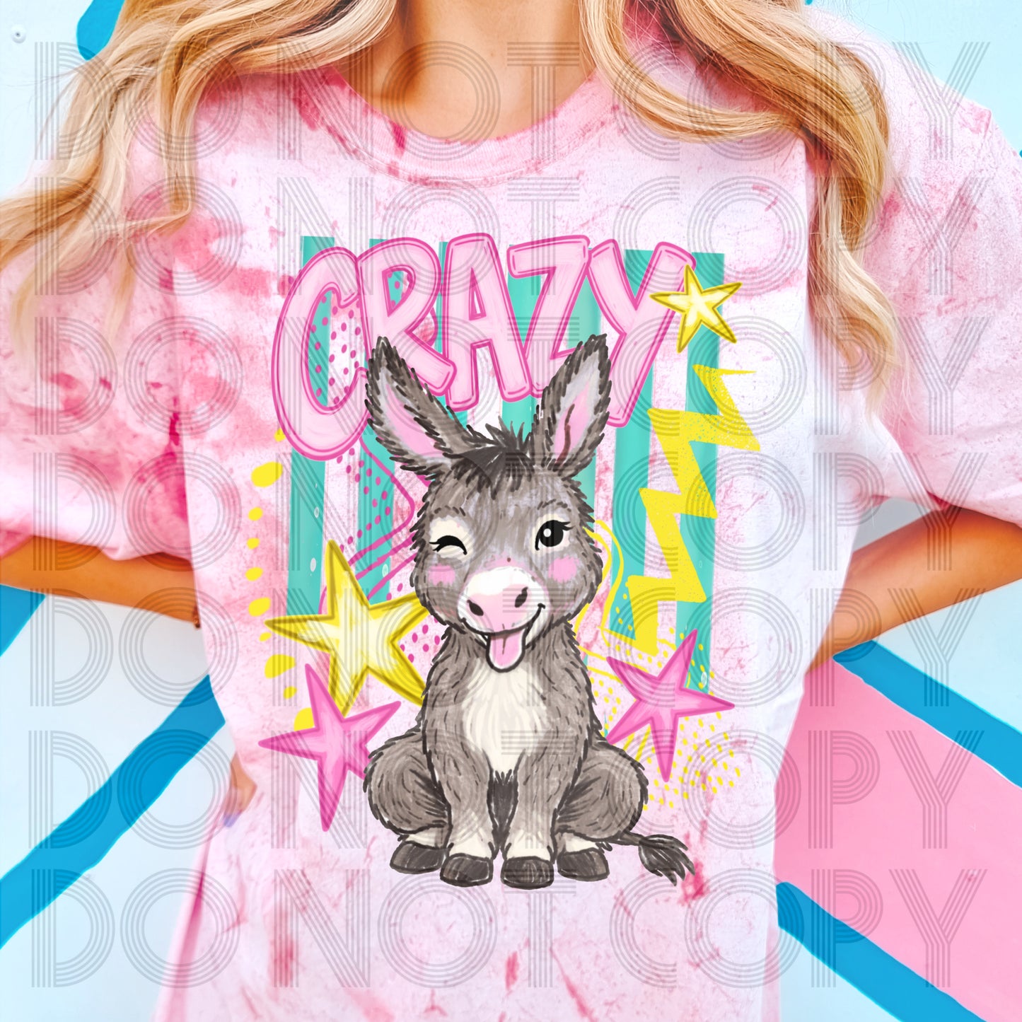 Retro Colors Crazy Donkey #6655 - Ready to Press DTF Transfer Full Color