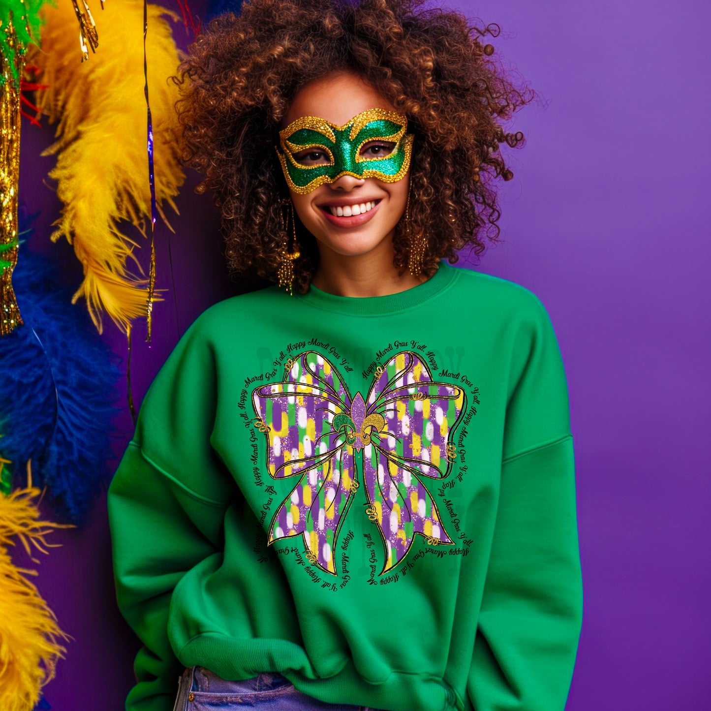 Happy Mardi Gras Yall #4316 - Ready to Press DTF Transfer Full Color - Pro Blanks