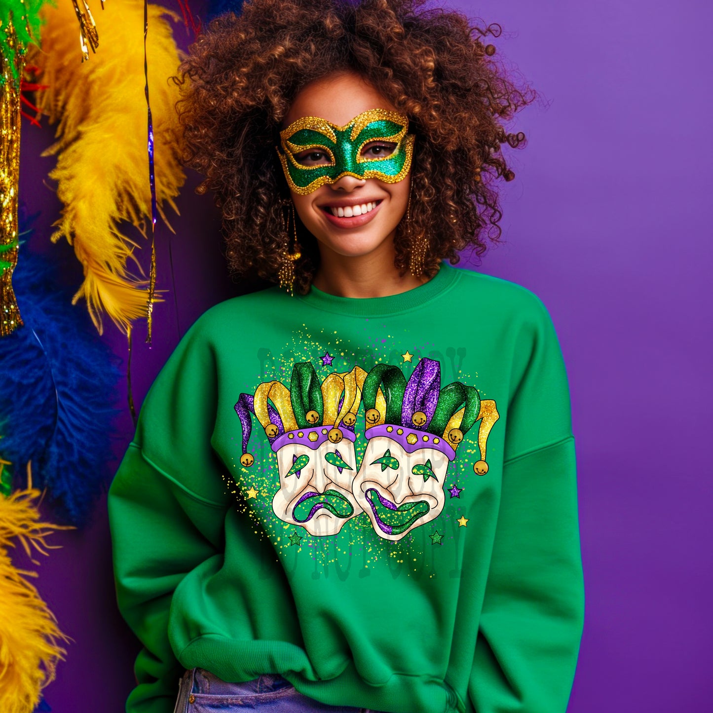 Mardi Gras Mask #4319 - Ready to Press DTF Transfer Full Color - Pro Blanks