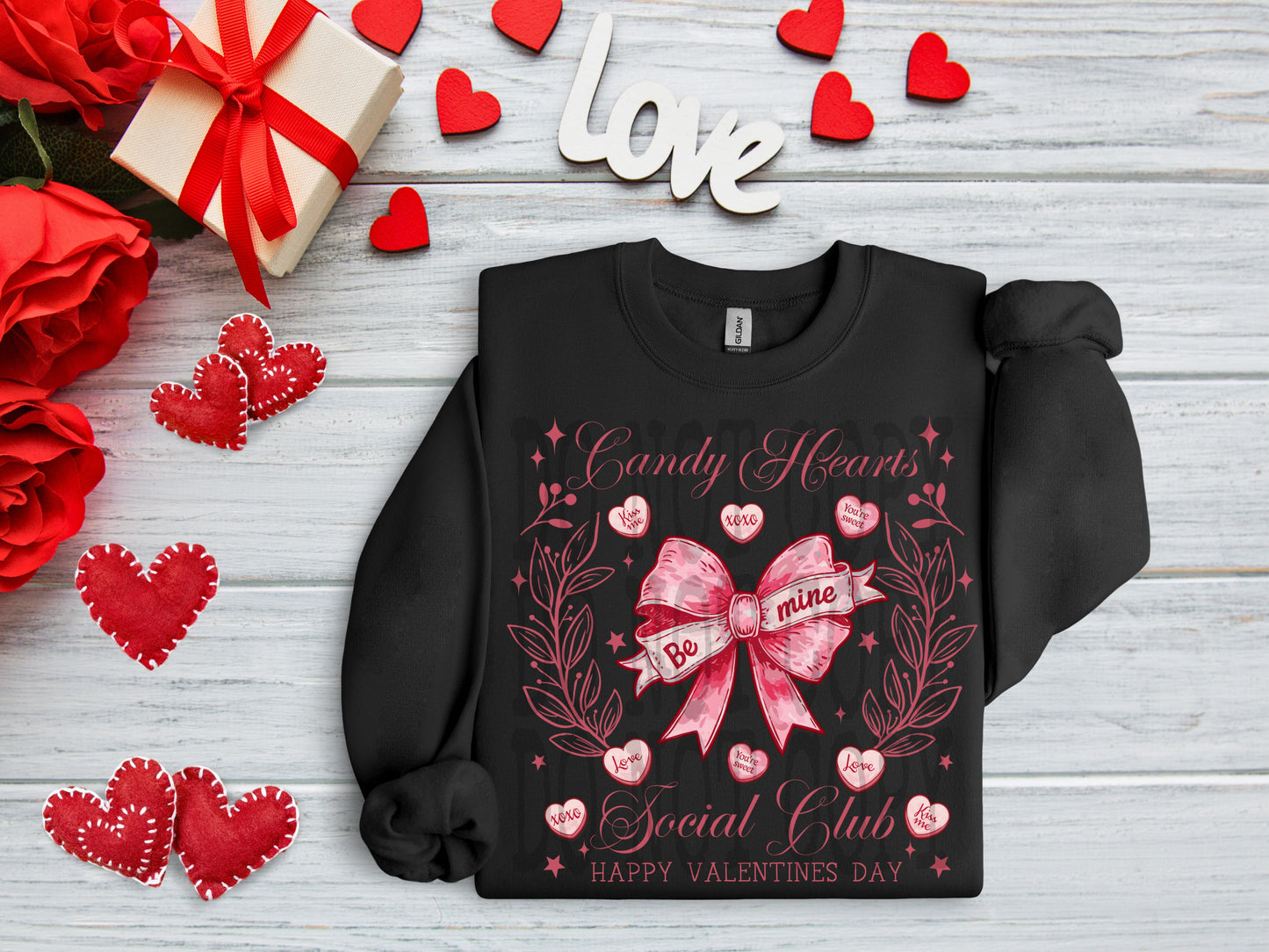 Candy Hearts Social Club #4303 - Ready to Press DTF Transfer Full Color - Pro Blanks