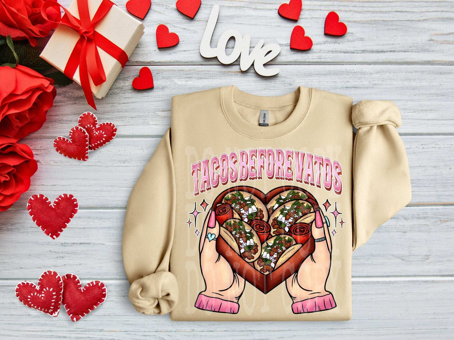 Tacos Before Vatos #4296 - Ready to Press DTF Transfer Full Color - Pro Blanks