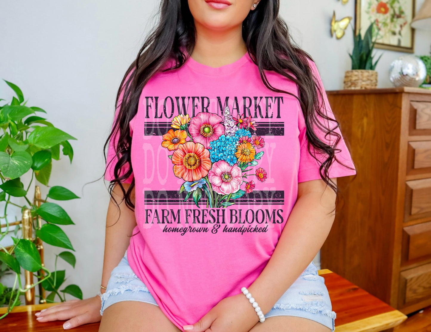 Flower Market #5016 - Ready to Press DTF Transfer Full Color - Pro Blanks