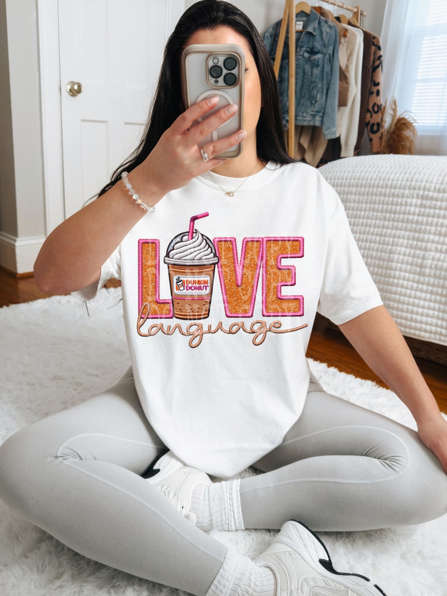 Love Language Dunkin #4525 - Ready to Press DTF Transfer Full Color - Pro Blanks