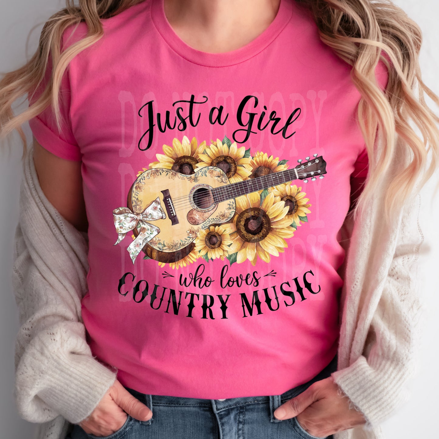 Just A Girl Who Loves Country Music #4623 - Ready to Press DTF Transfer Full Color - Pro Blanks