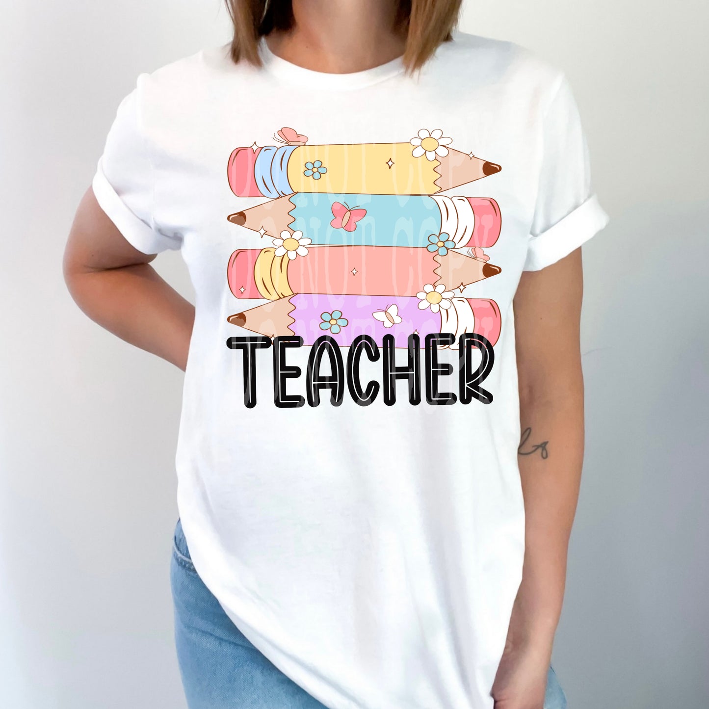 Retro Teacher #4766 - Ready to Press DTF Transfer Full Color - Pro Blanks