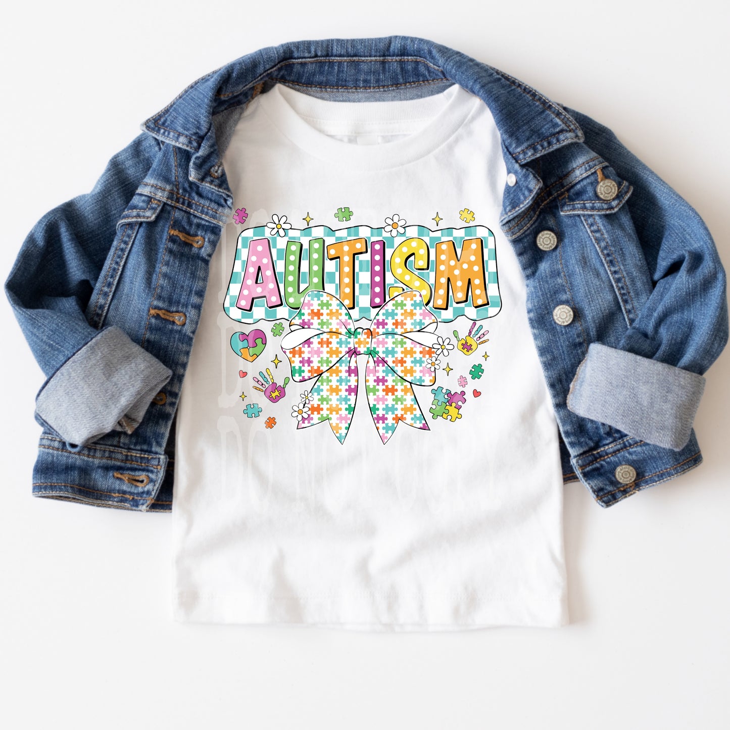 Autism Bow #4788 - Ready to Press DTF Transfer Full Color - Pro Blanks