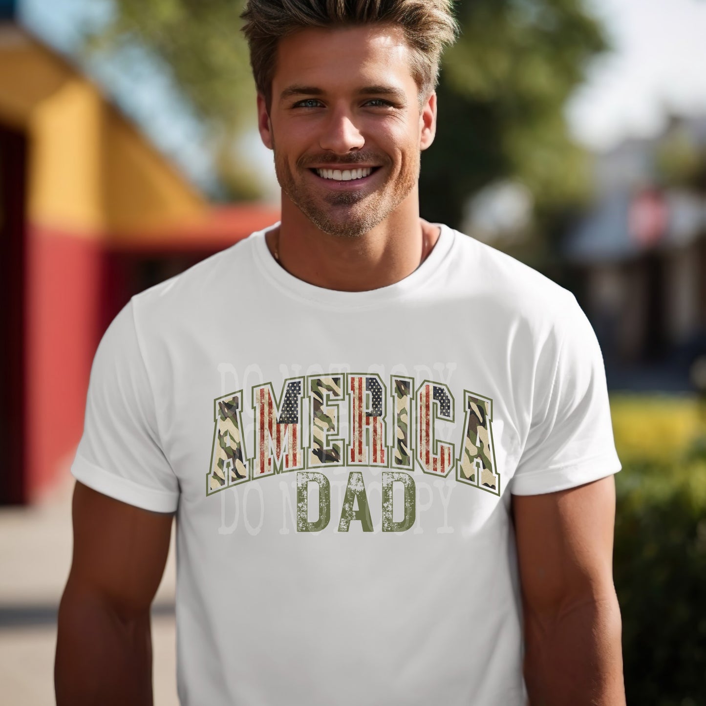 American Camo Dad #4808 - Ready to Press DTF Transfer Full Color - Pro Blanks