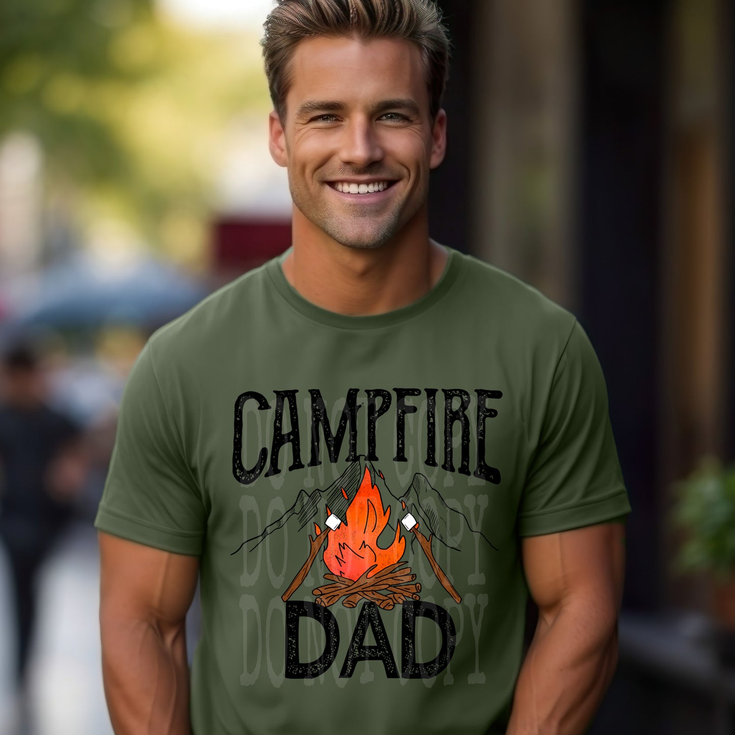 Campfire Dad #4806 - Ready to Press DTF Transfer Full Color - Pro Blanks