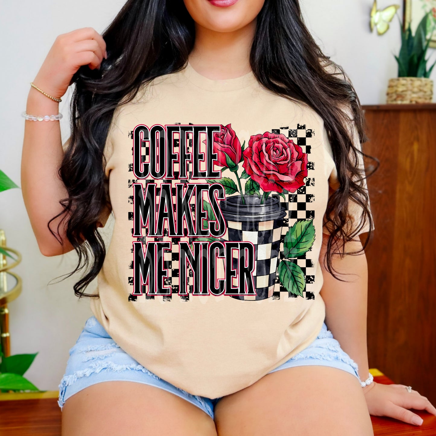 Coffee Makes Me Nicer #4831 - Ready to Press DTF Transfer Full Color - Pro Blanks