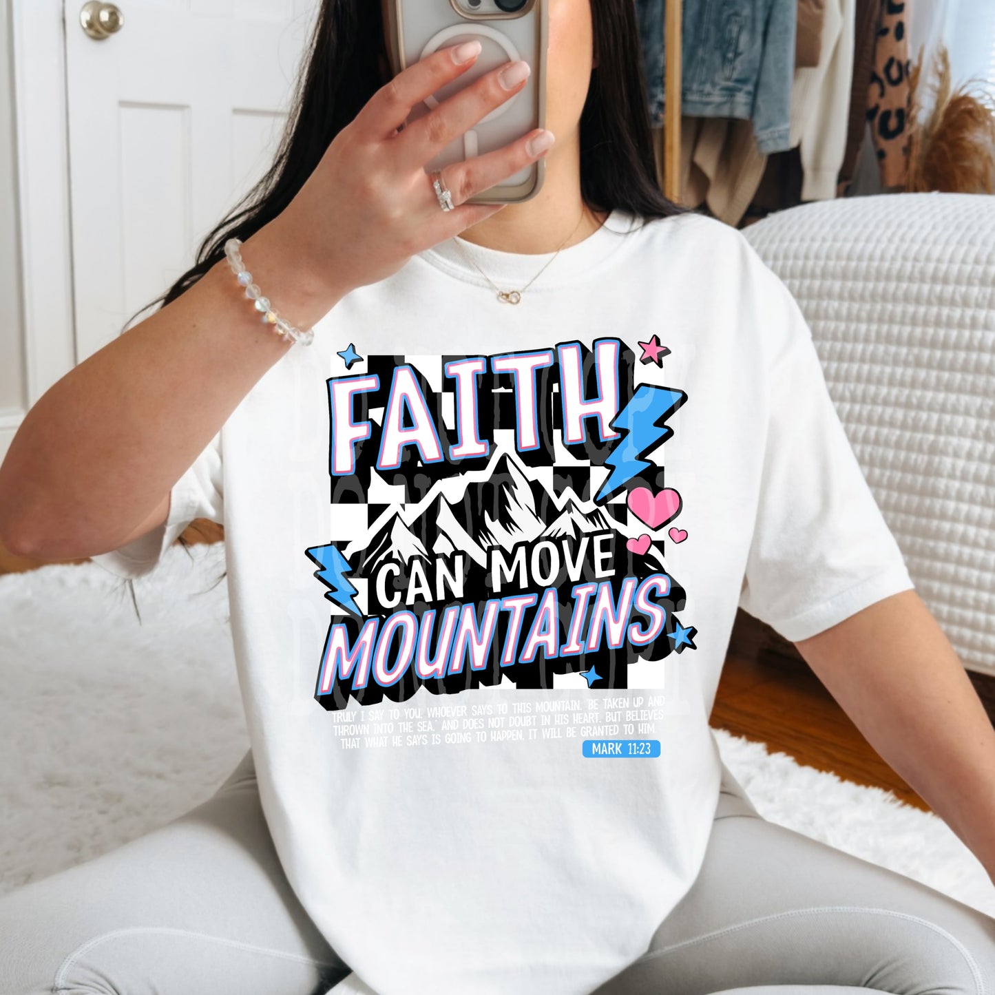 Faith Can Move Mountains #4836 - Ready to Press DTF Transfer Full Color - Pro Blanks