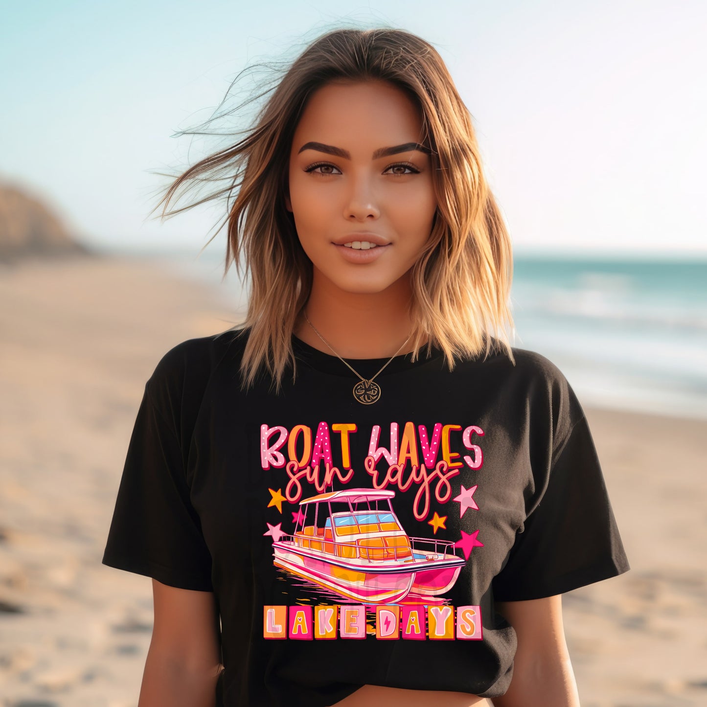 Boat Waves #4849 - Ready to Press DTF Transfer Full Color - Pro Blanks