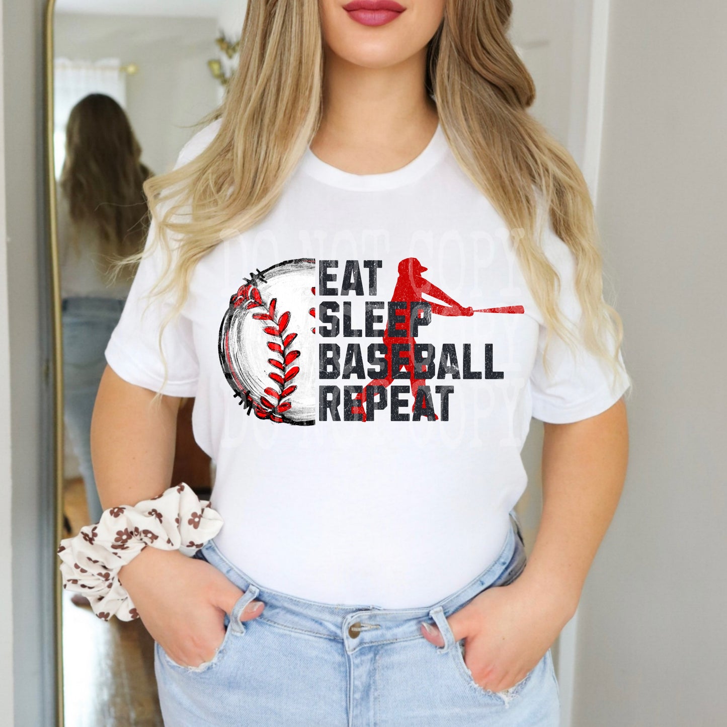 EAT SLEEP Baseball #4919 - Ready to Press DTF Transfer Full Color - Pro Blanks