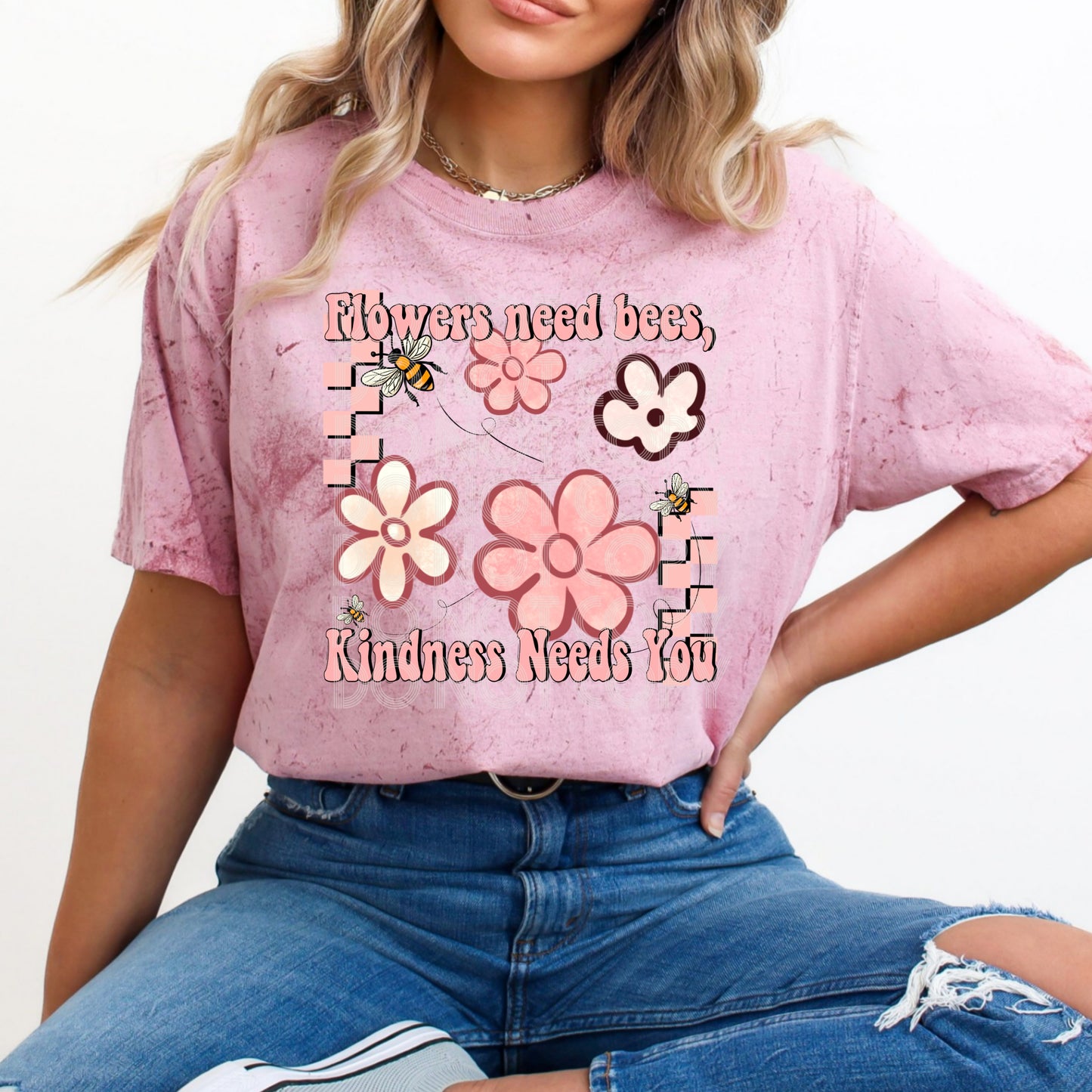 Flowers Need Bees #4944 - Ready to Press DTF Transfer Full Color - Pro Blanks