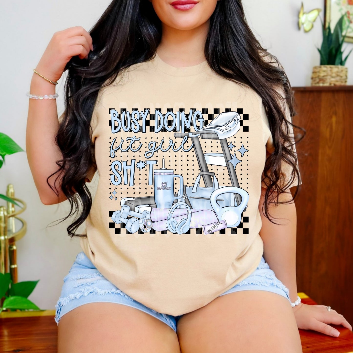 Busy Doing Fit Girl Shit #5221 - Ready to Press DTF Transfer Full Color - Pro Blanks