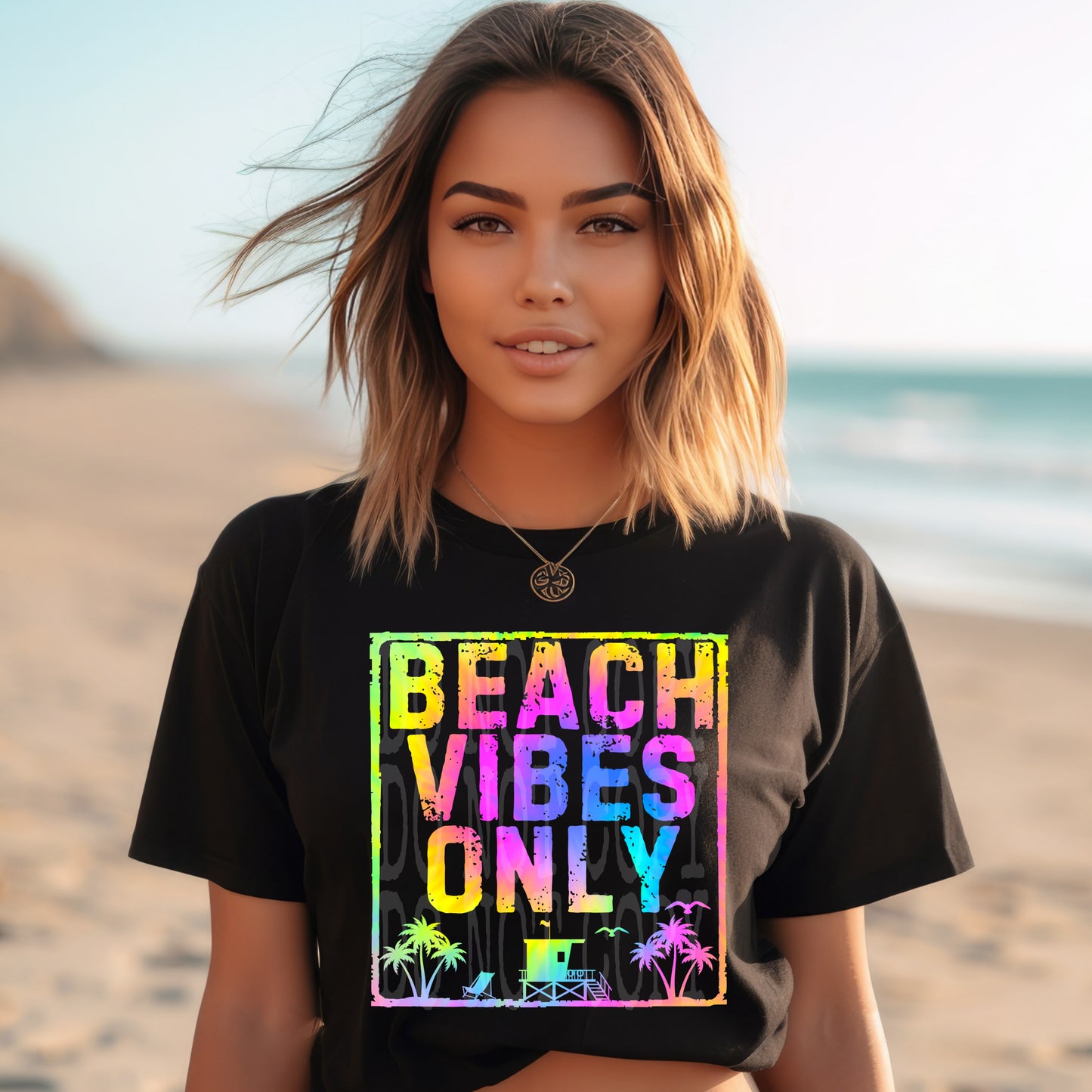 Beach Vibes Only tiedye #5260 - Ready to Press DTF Transfer Full Color - Pro Blanks