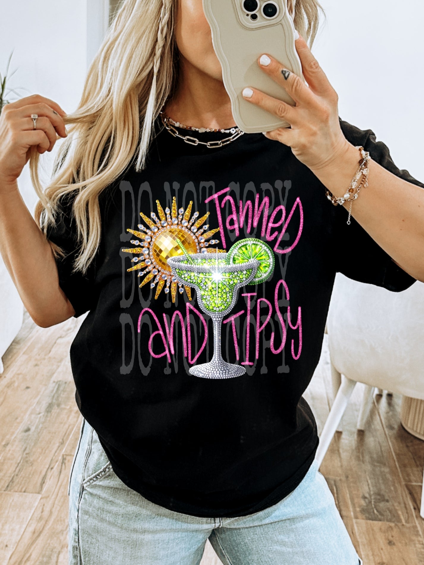 Tanned And Tipsy #5381 - Ready to Press DTF Transfer Full Color