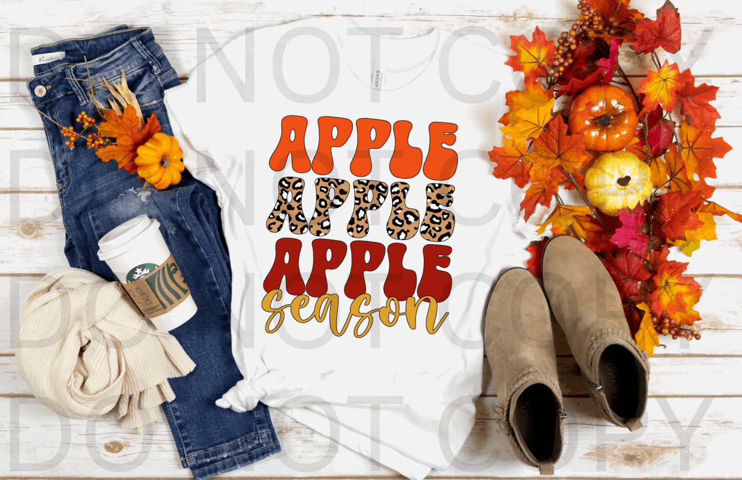 Groovy Apple Season #5470 - Ready to Press DTF Transfer Full Color