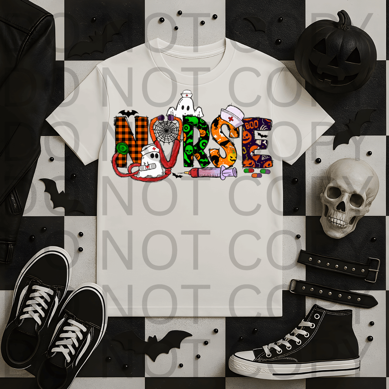 Halloween Nurse Ghost Font #5492 - Ready to Press DTF Transfer Full Color
