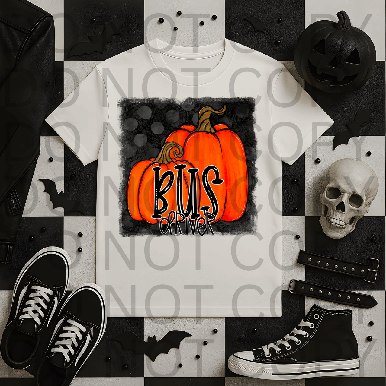 Orange Pumpkins - Bus Driver #5496 - Ready to Press DTF Transfer Full Color