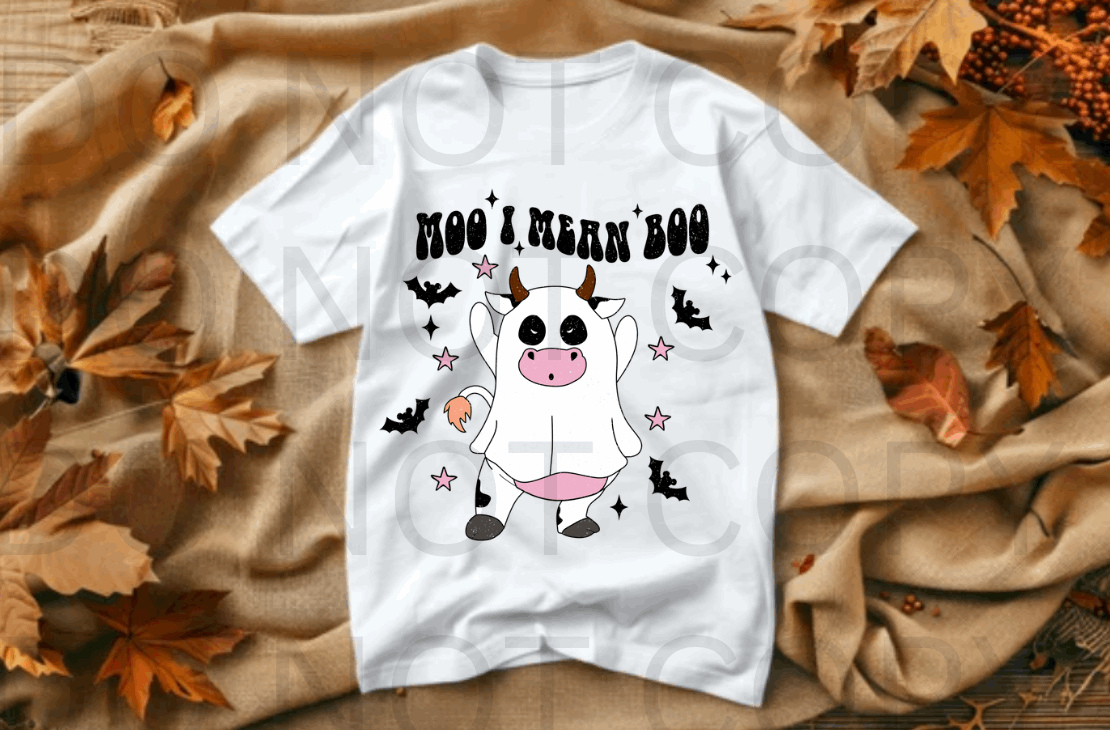 Moo, I Mean BOO #5550 - Ready to Press DTF Transfer Full Color