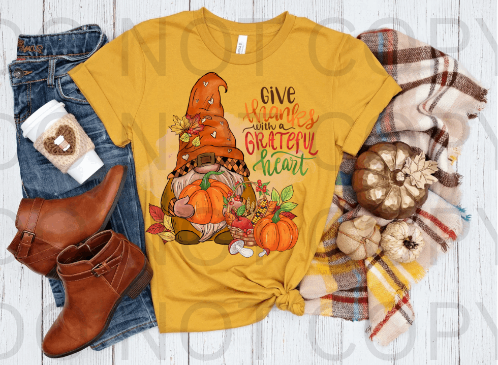 Give Thanks Gnome #5556 - Ready to Press DTF Transfer Full Color