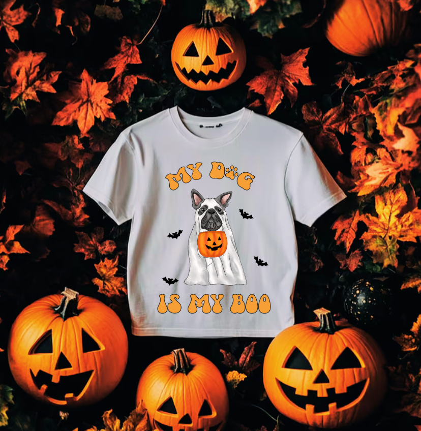 My Dog Is My Boo - Grey Pitbull #5579 - Ready to Press DTF Transfer Full Color