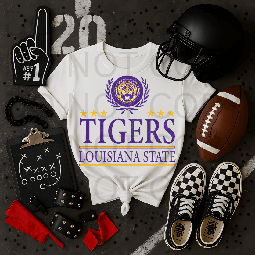 Distressed Louisiana State University Logo #5693 - Ready to Press DTF Transfer Full Color