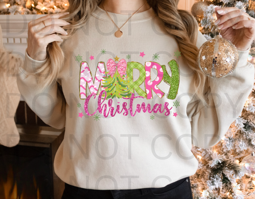 Sparkly Merry Christmas #5741 - Ready to Press DTF Transfer Full Color