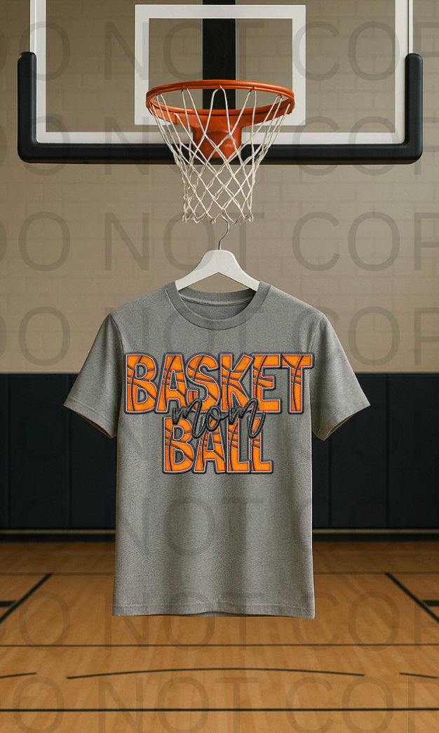 Faux Embroidery Basketball Mom #5789 - Ready to Press DTF Transfer Full Color