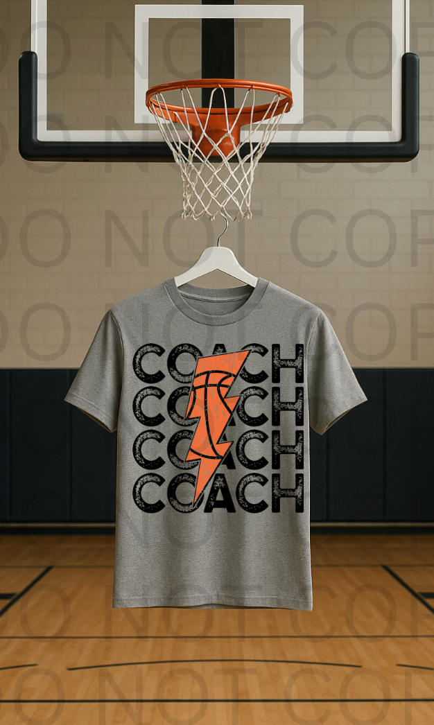 Basketball Coach Stacked Distressed #5800 - Ready to Press DTF Transfer Full Color