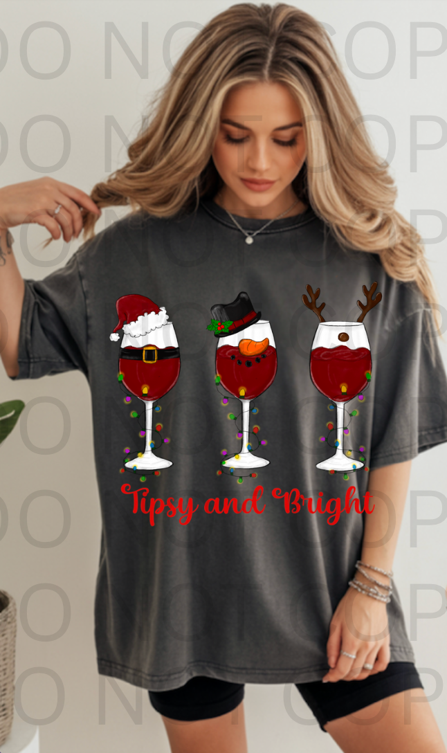 Tipsy & Bright Wine #5828 - Ready to Press DTF Transfer Full Color