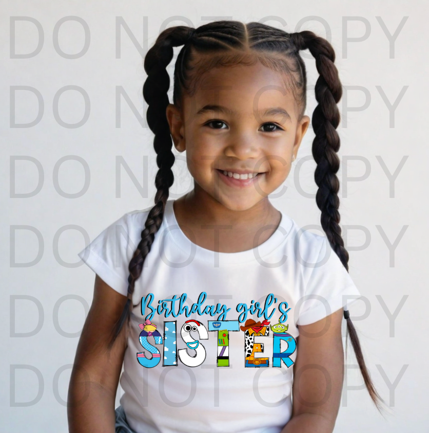 Toys Themed Birthday Girls Sister #5876 - Ready to Press DTF Transfer Full Color