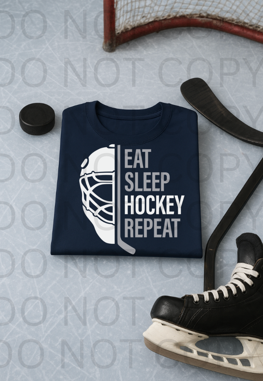 Eat Sleep Hockey Repeat #5902 - Ready to Press DTF Transfer Full Color