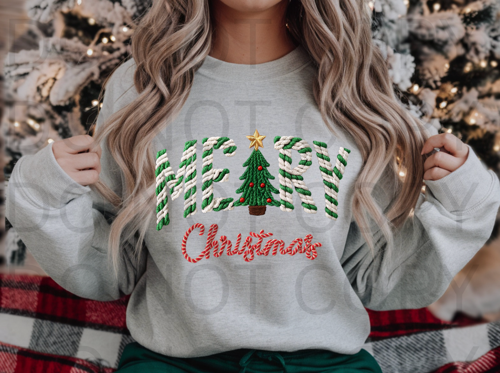 Faux Knit Yarn - Merry Christmas #5917 - Ready to Press DTF Transfer Full Color