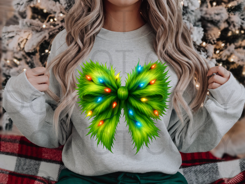 Faux Knit Yarn - Green Bow #5927 - Ready to Press DTF Transfer Full Color