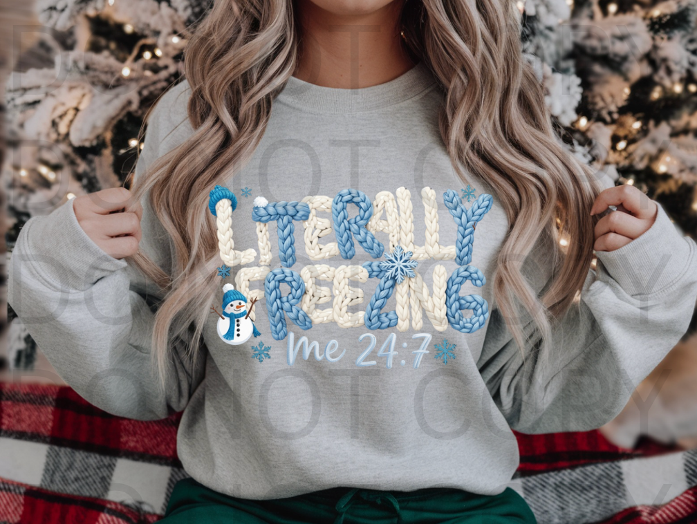 Faux Knit Yarn - Literally Freezing 24:7 #5914 - Ready to Press DTF Transfer Full Color