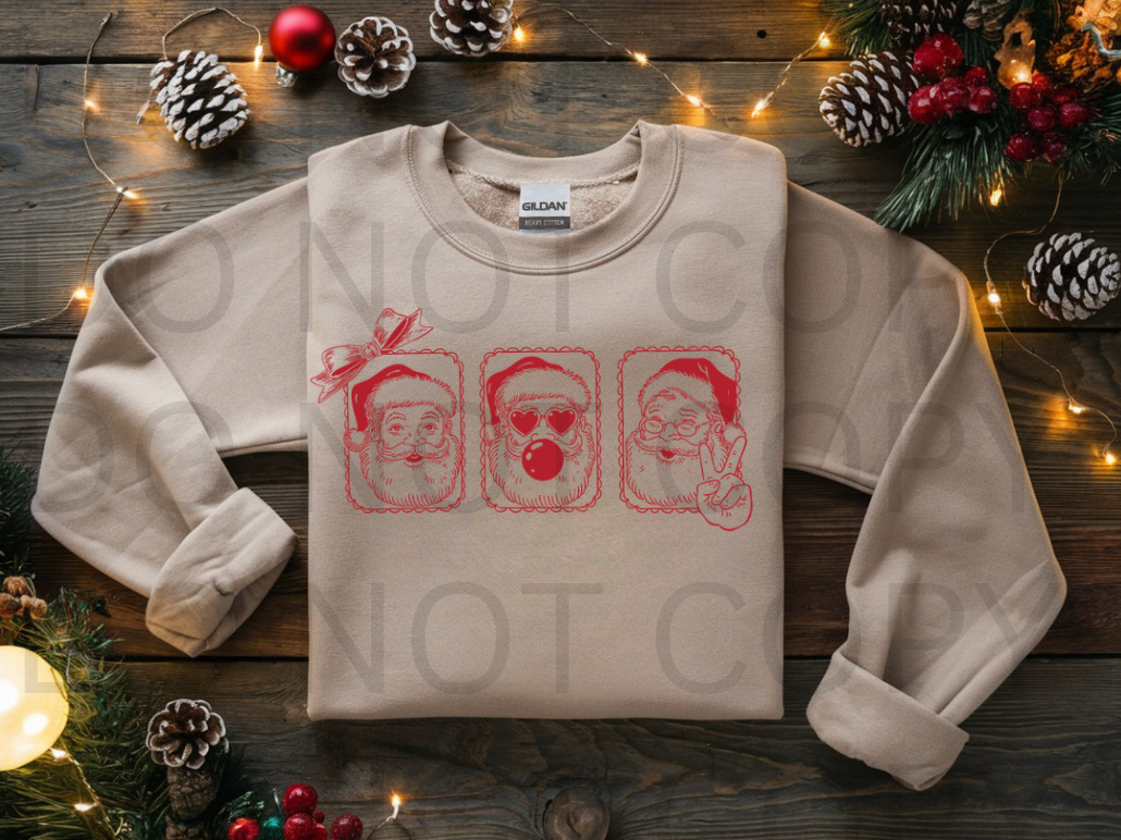 Three Santas #5937 - Ready to Press DTF Transfer Full Color