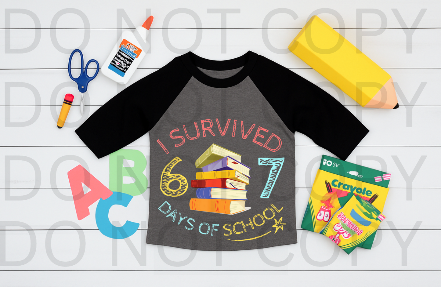 I Survived 67 Days Of School Books #5945 - Ready to Press DTF Transfer Full Color