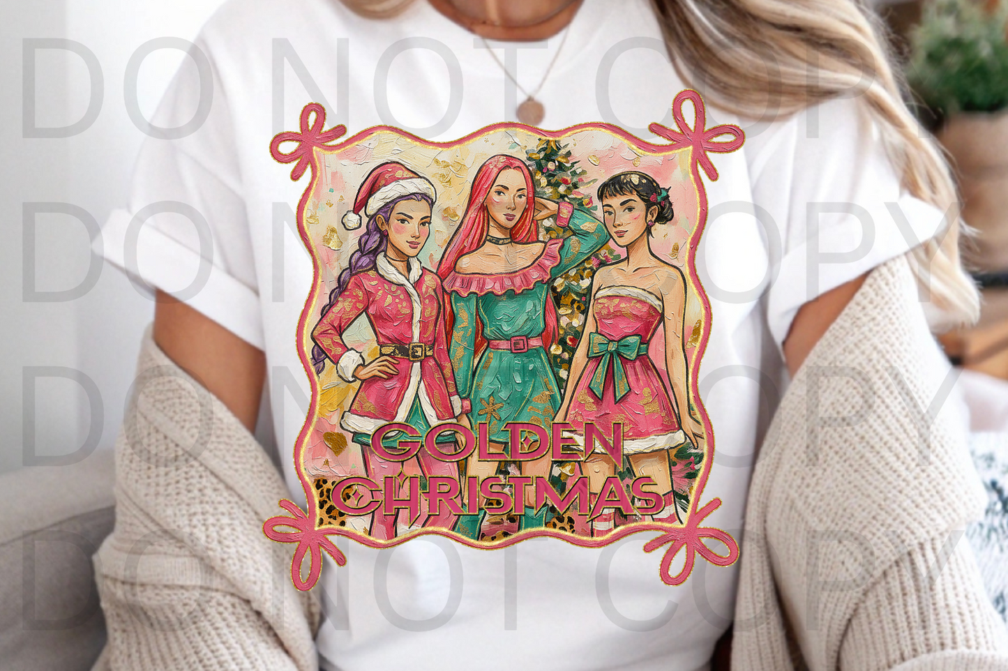 Golden Christmas #6034 - Ready to Press DTF Transfer Full Color