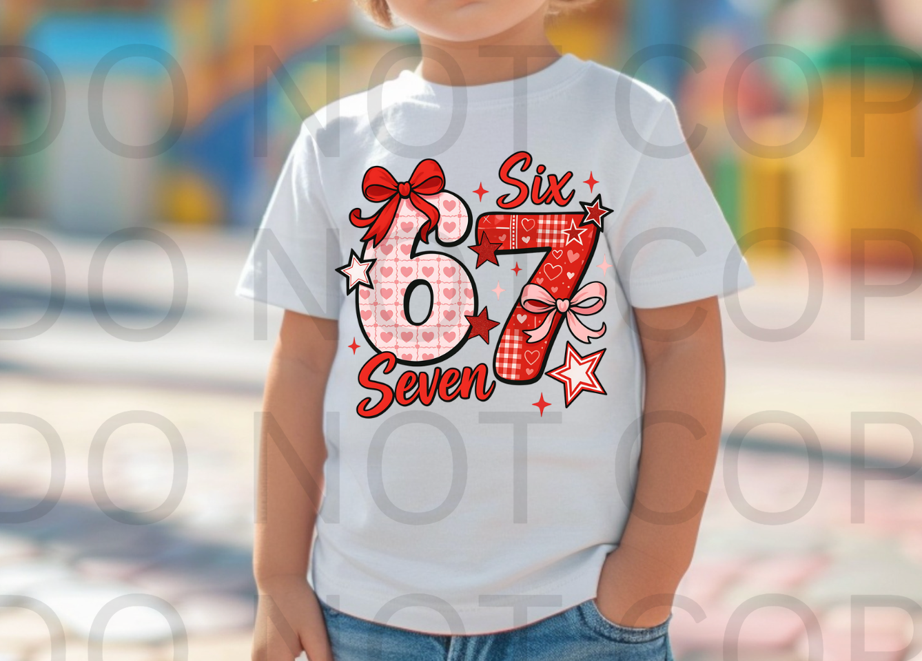 Six Seven Pink & Red #6091 - Ready to Press DTF Transfer Full Color