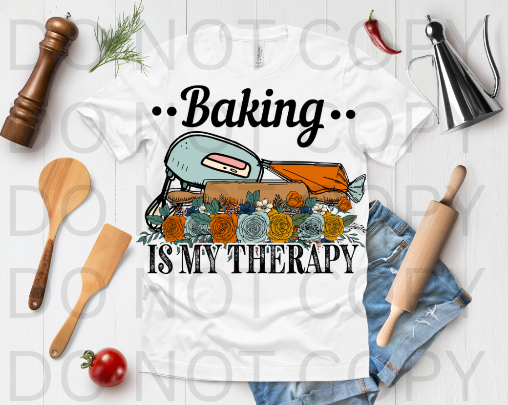 Baking is My Therapy #6135 - Ready to Press DTF Transfer Full Color
