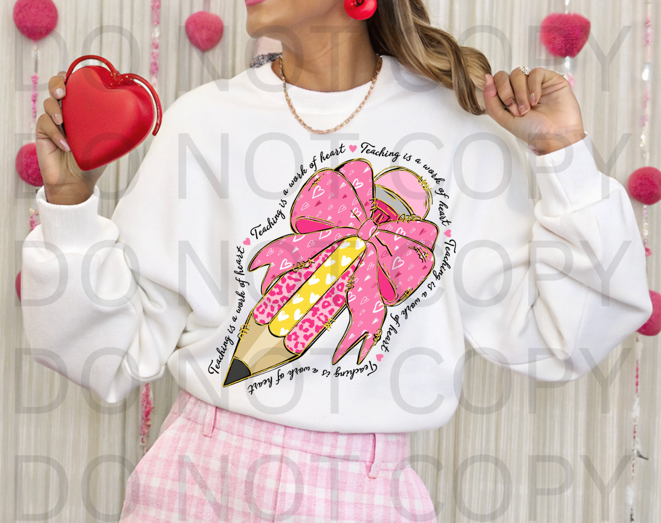 Teacher Valentine Pencil #6202 - Ready to Press DTF Transfer Full Color